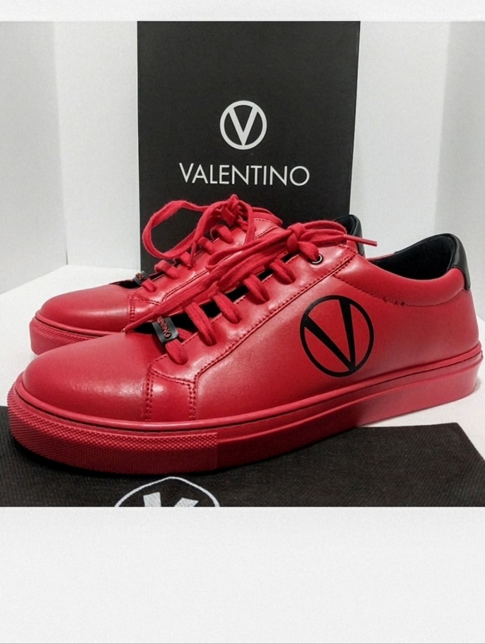 Valentino by Mario Petra Logo Leather Sneakers, NEW,‎ Size 10.5